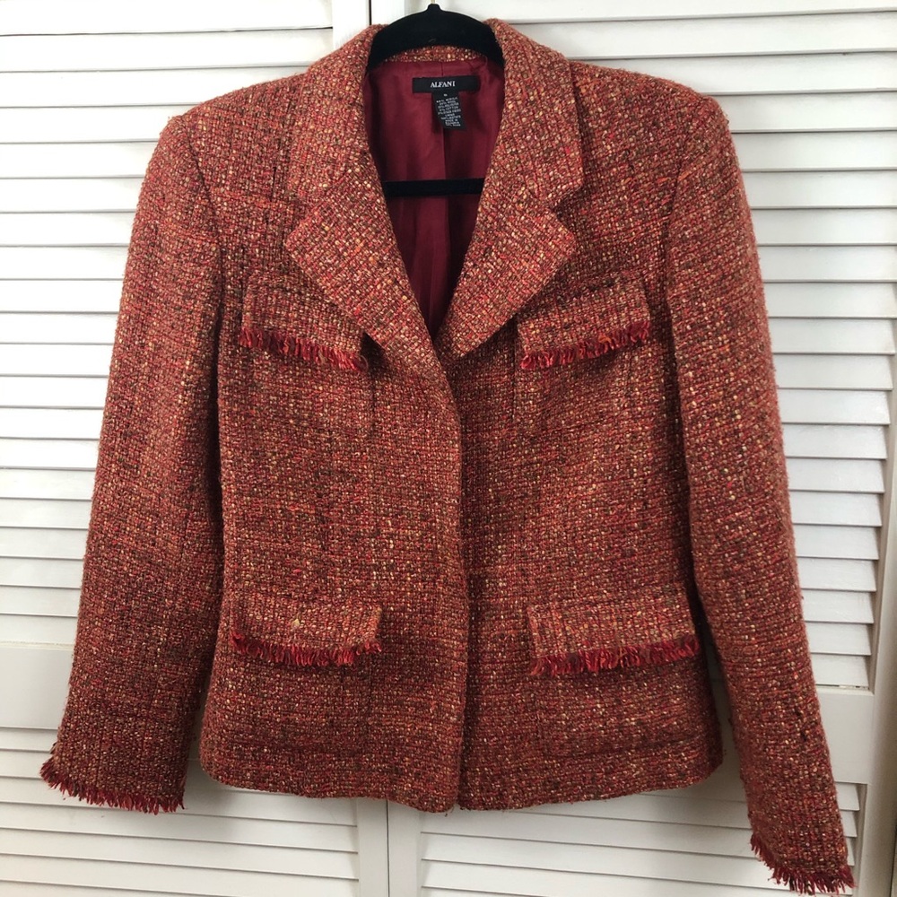 Alfani boucle wool fitted short jacket w/pockets